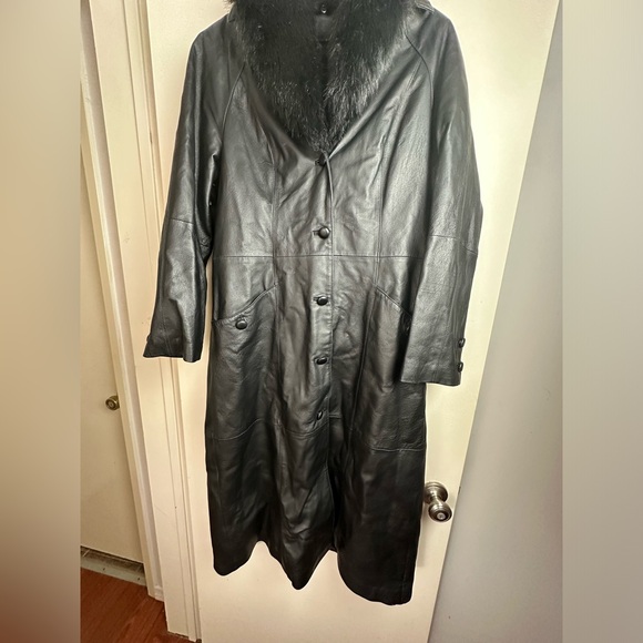 Terry Lewis Classic Luxuries Vintage Black Faux Fur Button Front Leather S-M - Picture 3 of 16
